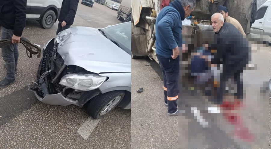 Bursa'da çöp kamyonuyla arkadan gelen otomobilin arasına sıkışan işçi can verdi!