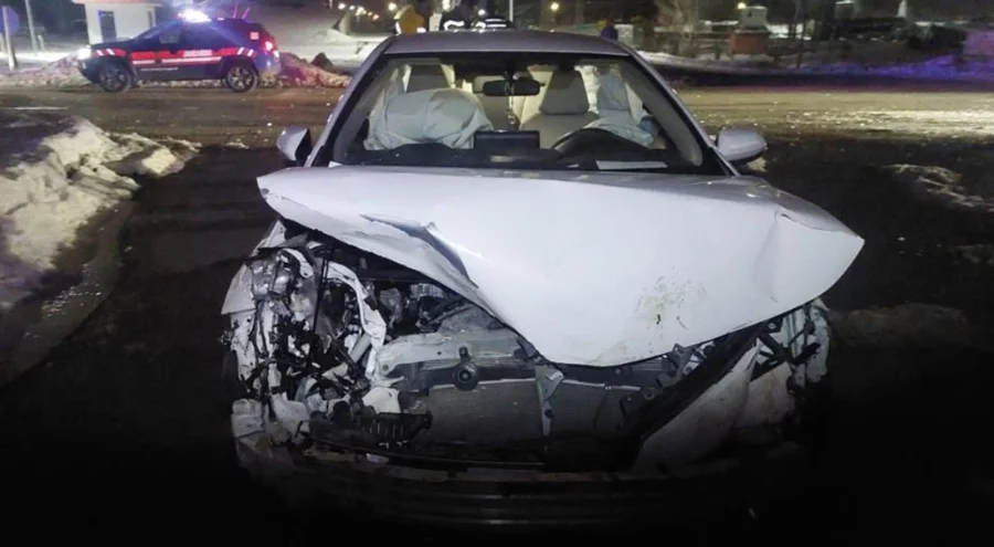 Domuz sürüsünün çarptığı otomobilde maddi hasar oluştu