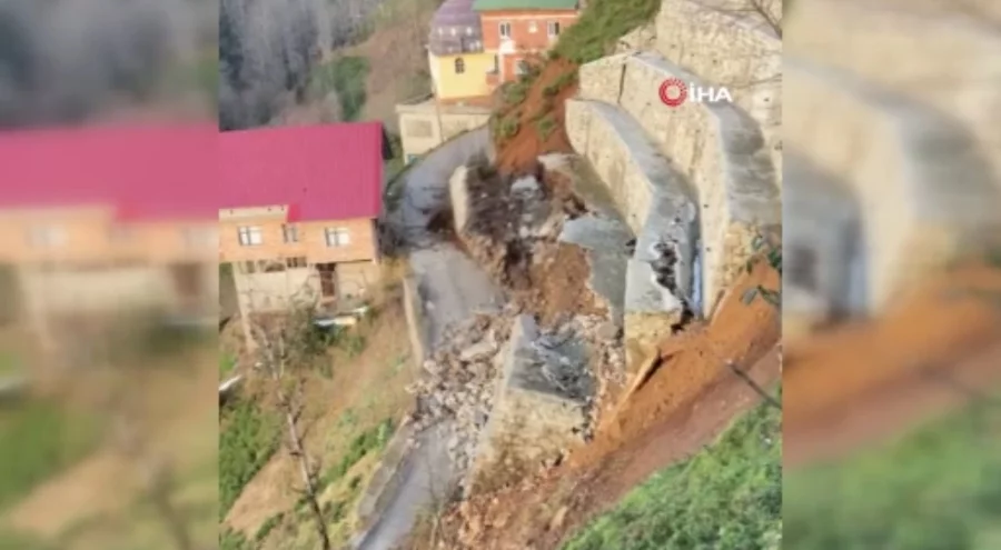 Rize'de istinat duvarı çöktü: 2 ev tedbir amaçlı boşaltıldı