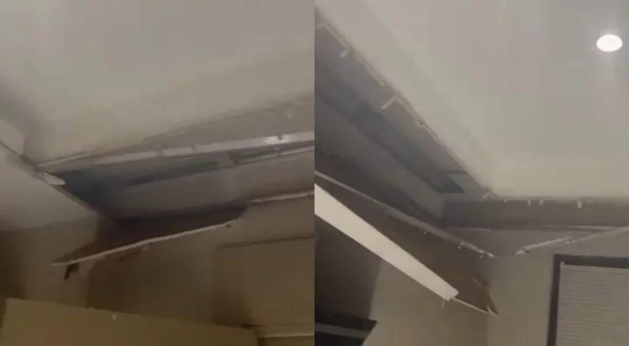 Bursa'da yeni yapılan binanın tavanı çöktü!