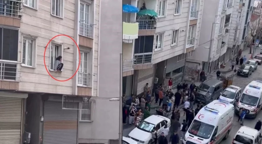 Darp edilip eve kilitlenen kadın kendini camdan attı!
