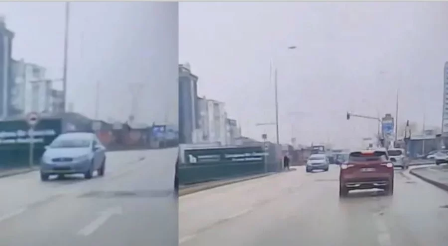 Bursa'da ters yöne giren otomobil panik yarattı!