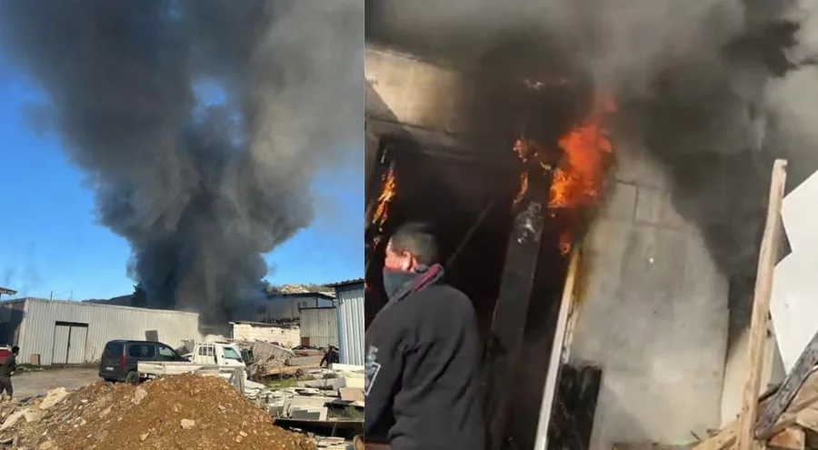 İşçilerin kaldığı konteynerde yangın paniği