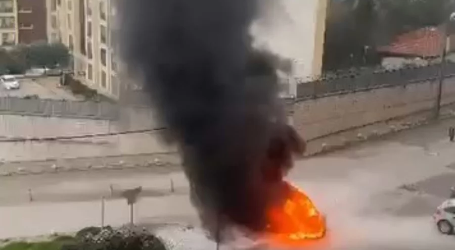 Bursa'da yanan araç patladı!