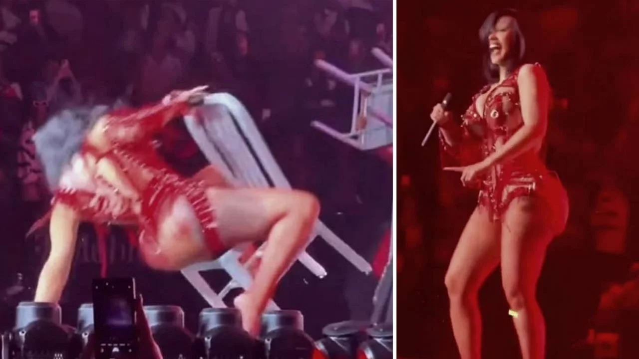 Cardi B, sahnede sandalyeden düştü