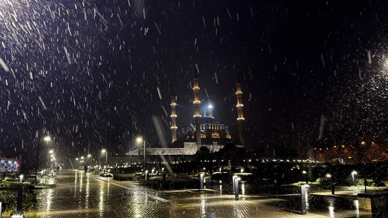 Edirne'de kar yağışı başladı! Kısa sürede araçların ve bitkilerin üzeri beyaza büründü...