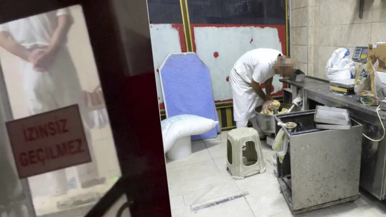 Sakarya'da mide bulandıran görüntü: Tatlı hamurunu ayağıyla yoğurdu