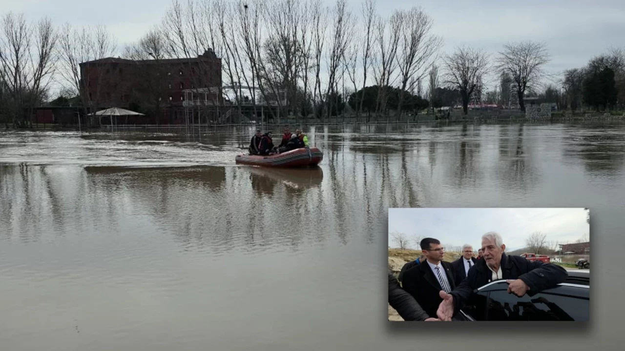 Eski Edirne Belediye Başkanı Hamit Sedefçi bahçesinden botla tahliye edildi