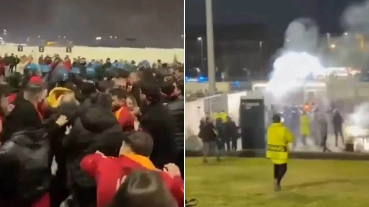 Juventus - Galatasaray maçı öncesi Galatasaraylı taraftarlara İtalyan polisinden sert müdahale!