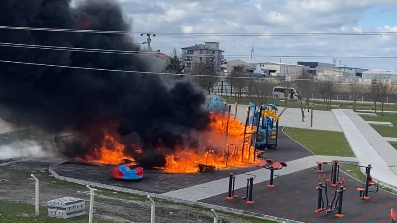 Tekirdağ'da çocukların yaktığı ateş oyun alanını küle çevirdi!