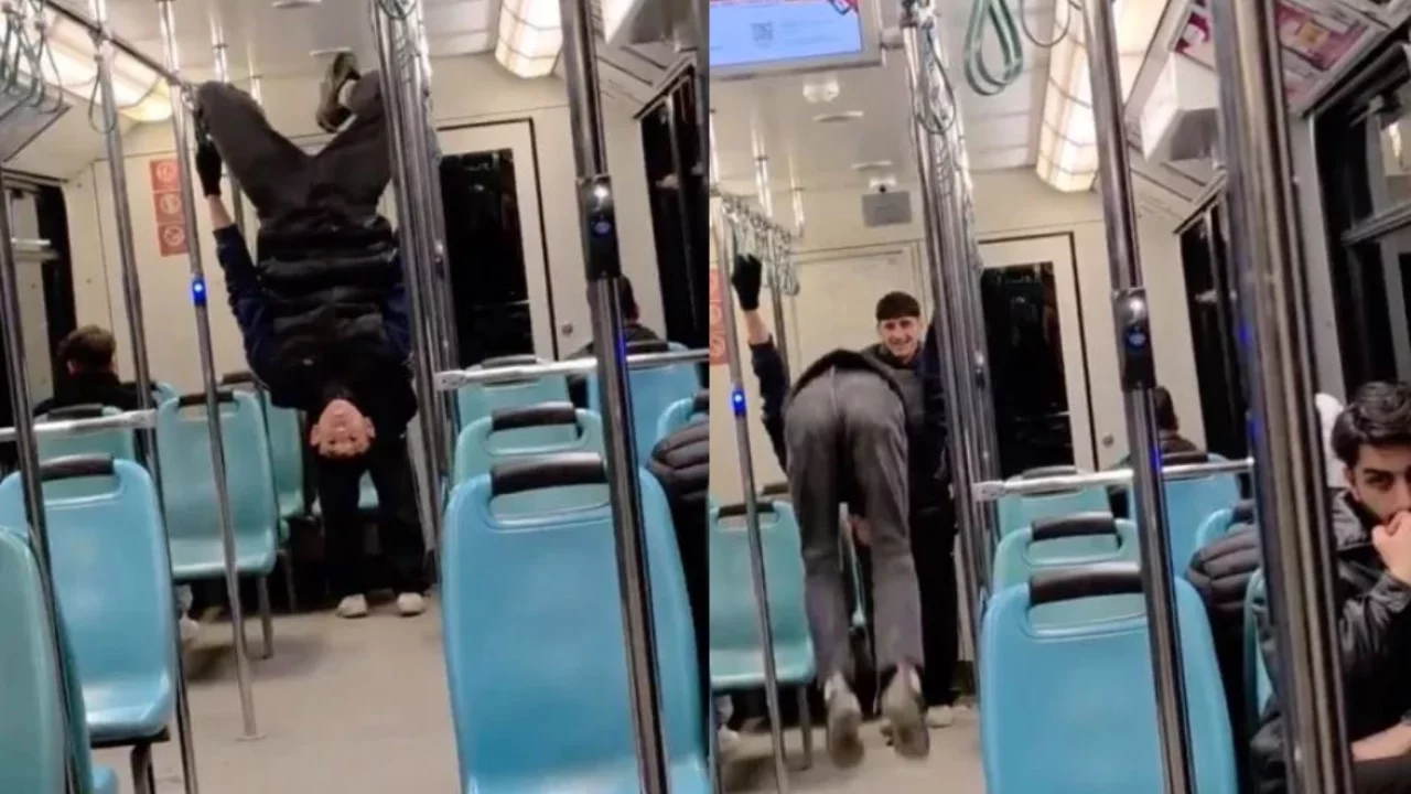 Bursa'da gençlerin metroda tehlikeli eğlencesi kamerada