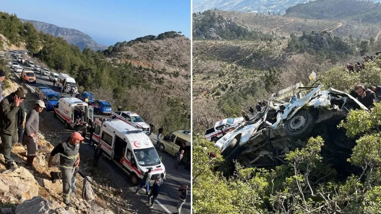 Mersin'de işçi servisi uçurumdan yuvarlandı: Ölü ve yaralılar var