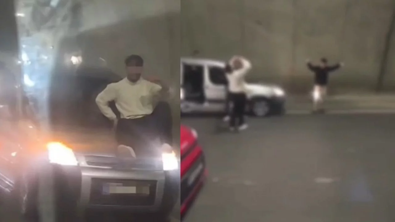 Tünelde müzik açıp araçtan inerek dans eden sürücüye ceza