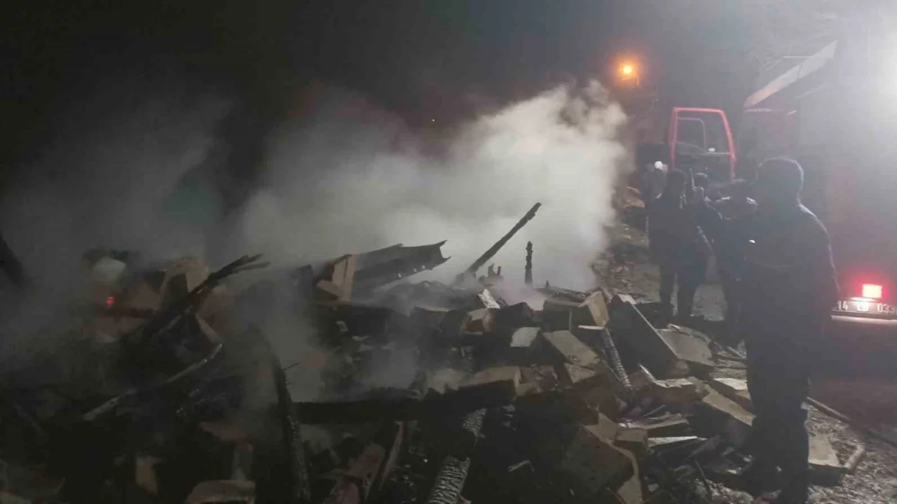 Bolu'da tek katlı ev alev alev yandı