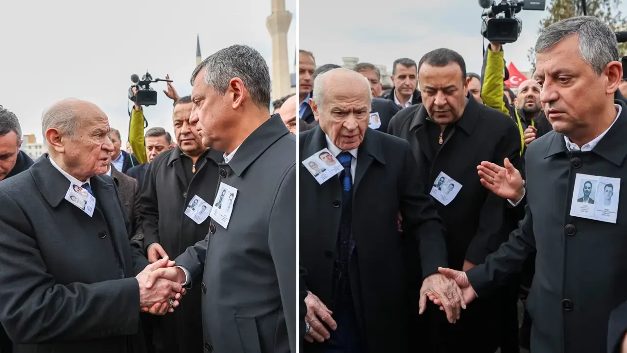 Özgür Özel ve Bahçeli cenaze töreninde bir araya geldi