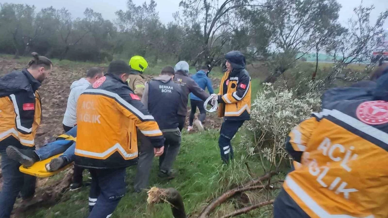 Balıkesir'de kontrolden çıkan otomobil zeytinliğe uçtu: 1 yaralı