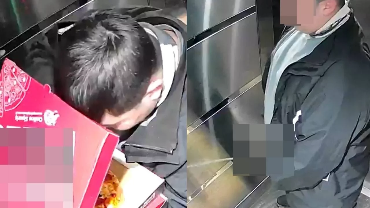 Pes dedirten olay! Sipariş edilen pizzayı yedi, asansöre tuvaletini yaptı