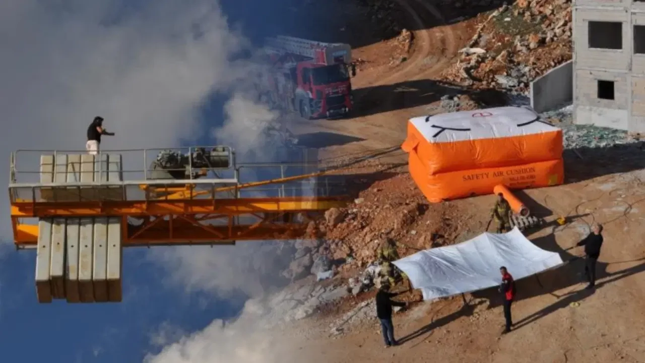 Maaşını alamayınca vincin tepesine çıktı, banka hesabına yatan parayı teyit edip indi