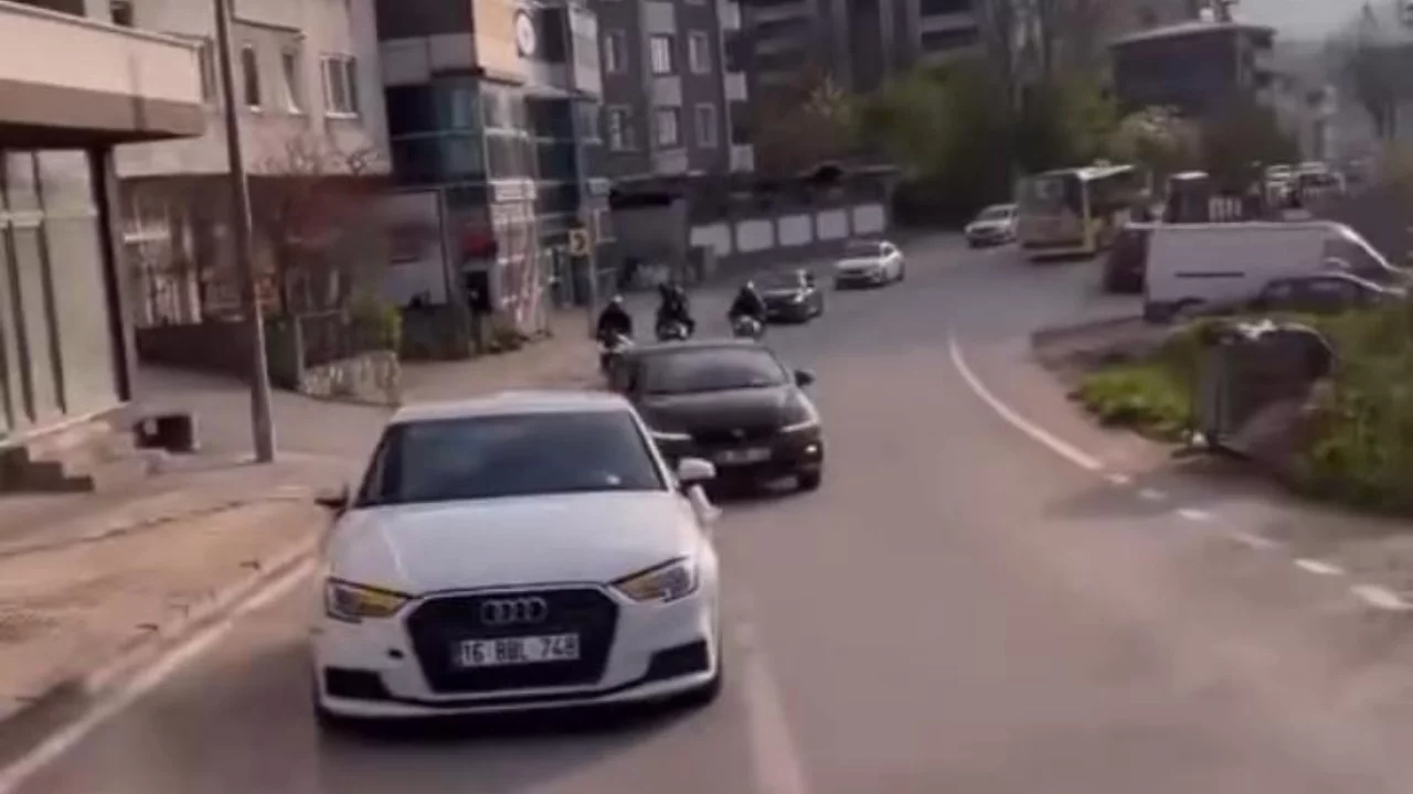 Bursa'da düğün konvoyunda tehlikeli hareketler!