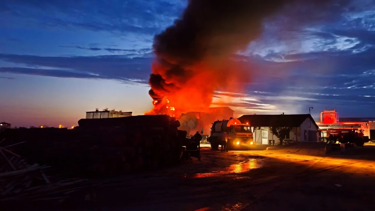 Edirne'de kereste fabrikasında yangın çıktı