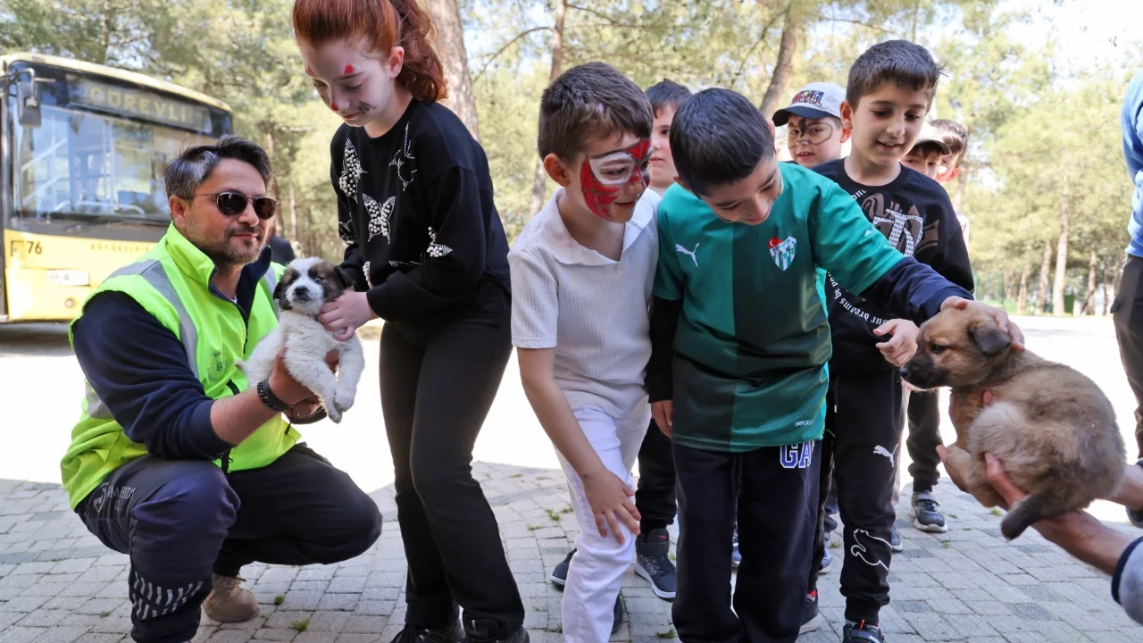 Bursa'da çocuklar patili dostlarla bir araya geldi