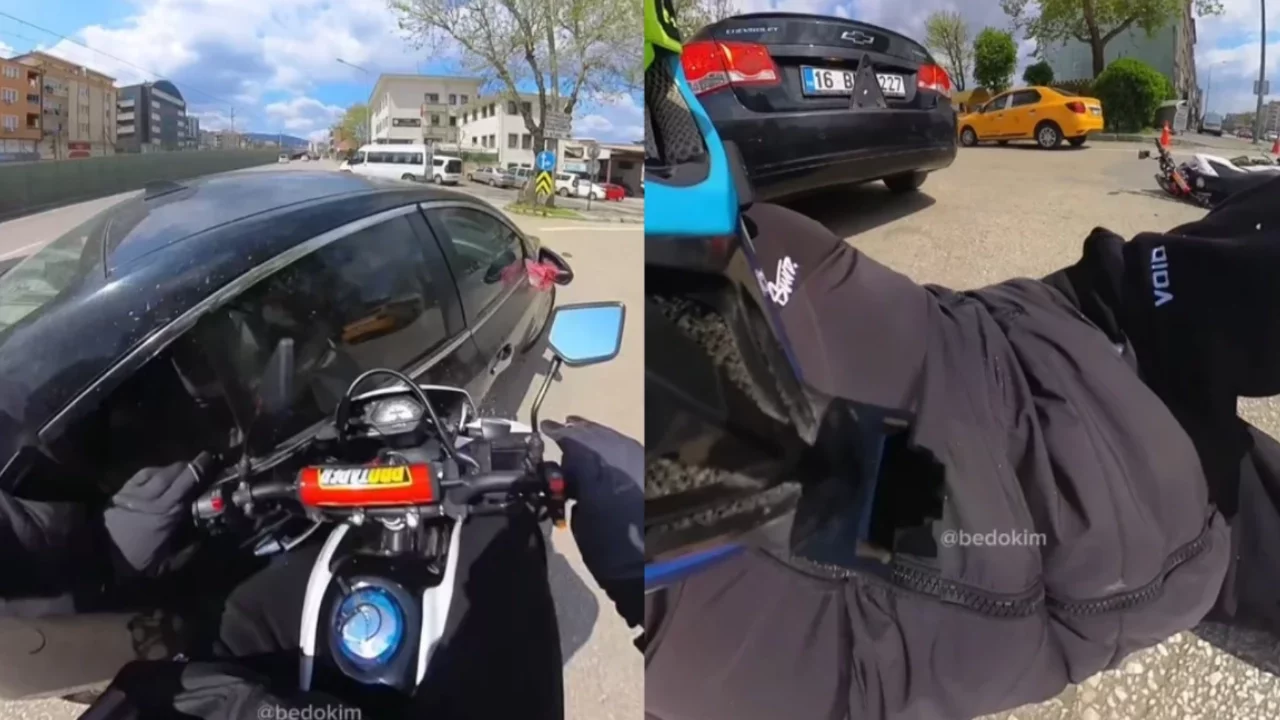 Bursa'da motosiklet kazası! O anlar kask kamerasına yansıdı
