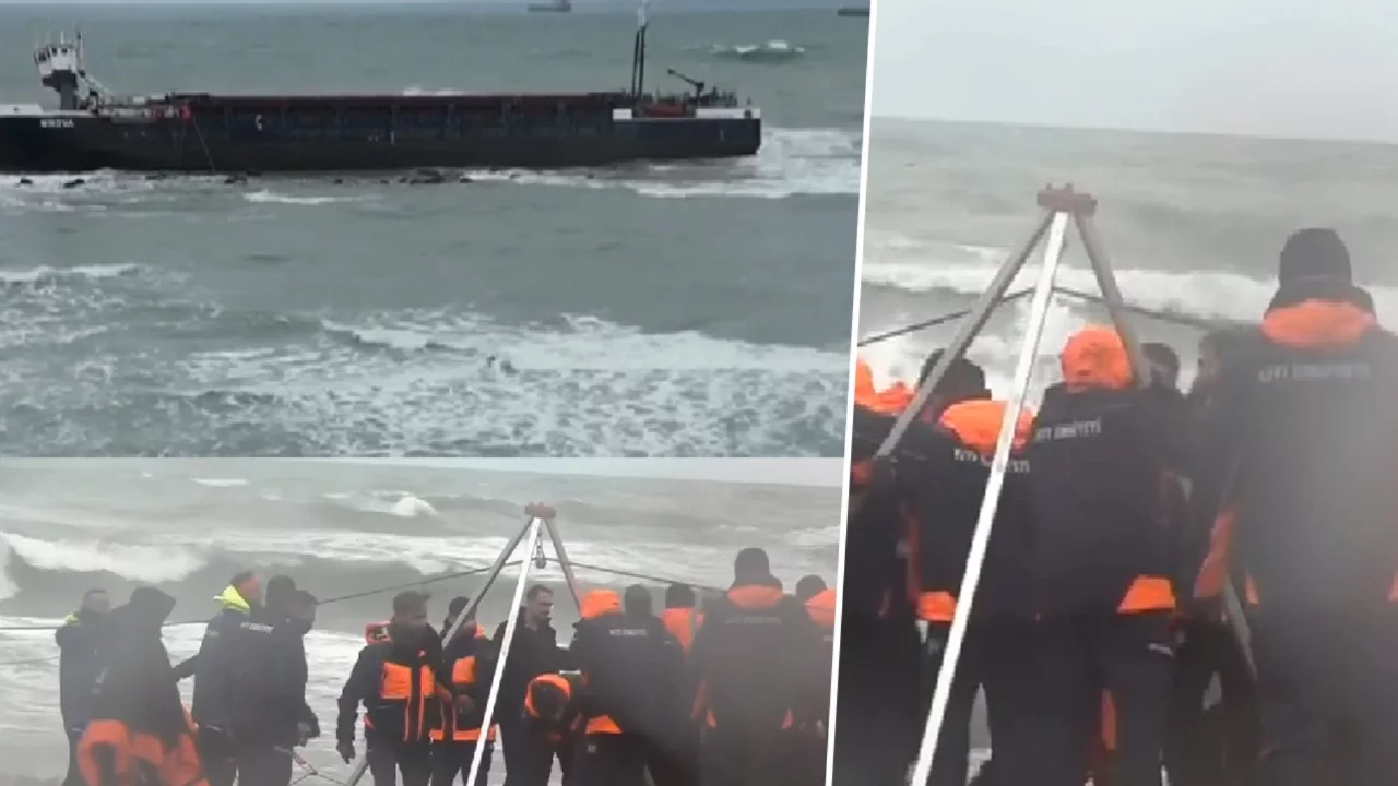 Karadeniz'de kuvvetli fırtına: Sakarya'da kargo gemisi karaya oturdu