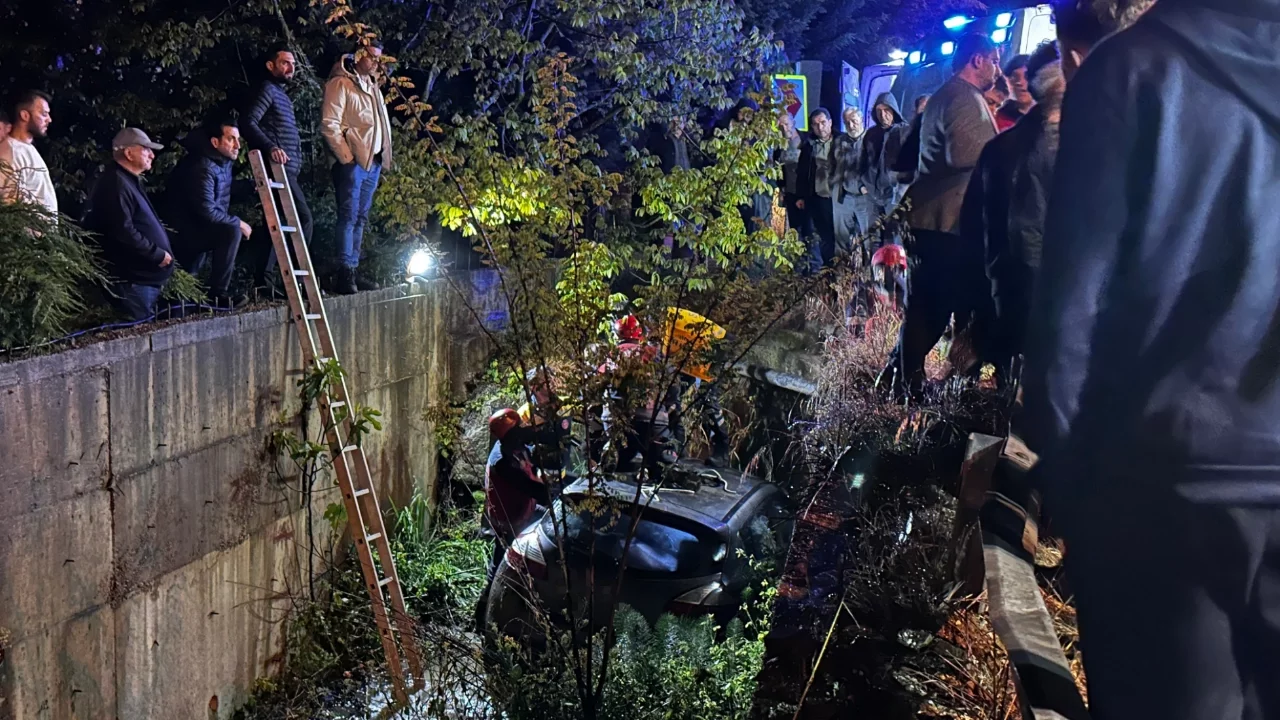 Sakarya'da otomobil dereye uçtu: 1 kişi yaralandı