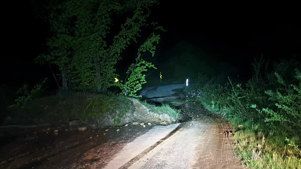 Bursa'da heyelan! Yol ağaç ve toprakla kapandı