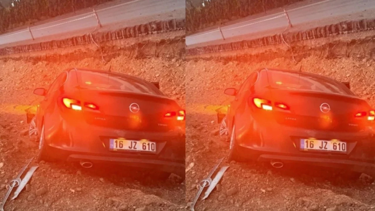 Bursa'da kontrolden çıkan otomobil inşaata uçtu