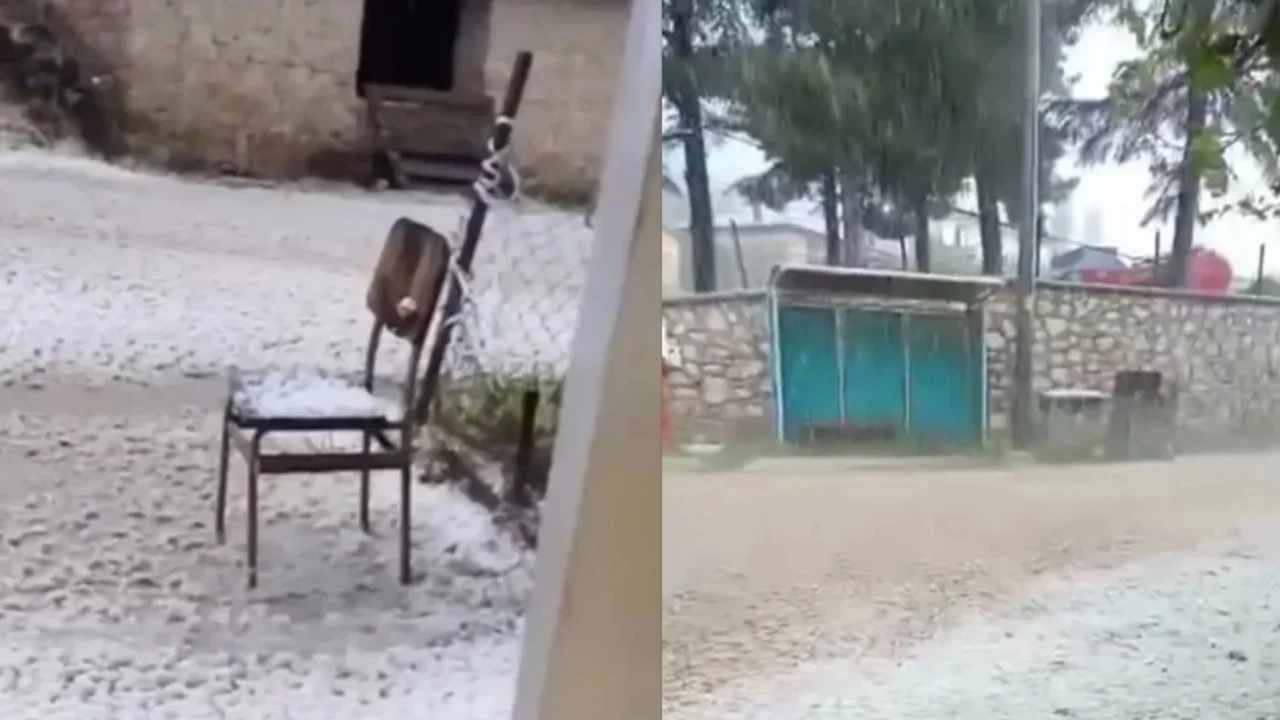 Bursa Keles'te ceviz büyüklüğünde dolu yağdı!
