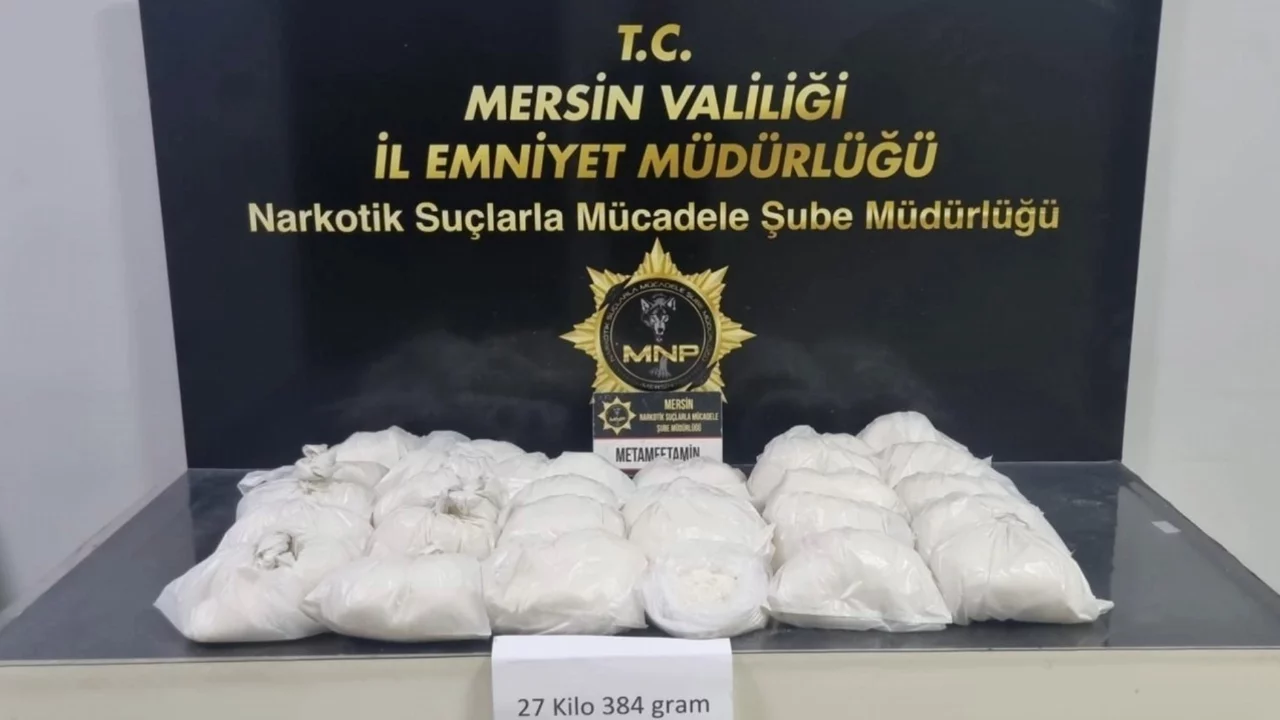 Mersin'de depo baskını: 27 kilodan fazla metamfetamin ele geçirildi