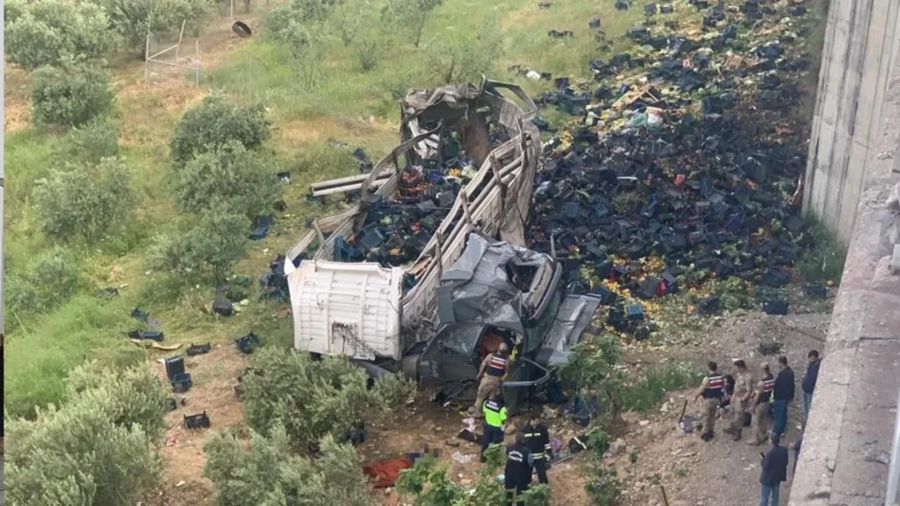 Sebze yüklü tır viyadükten aşağı uçtu: 3 ölü, 3 yaralı