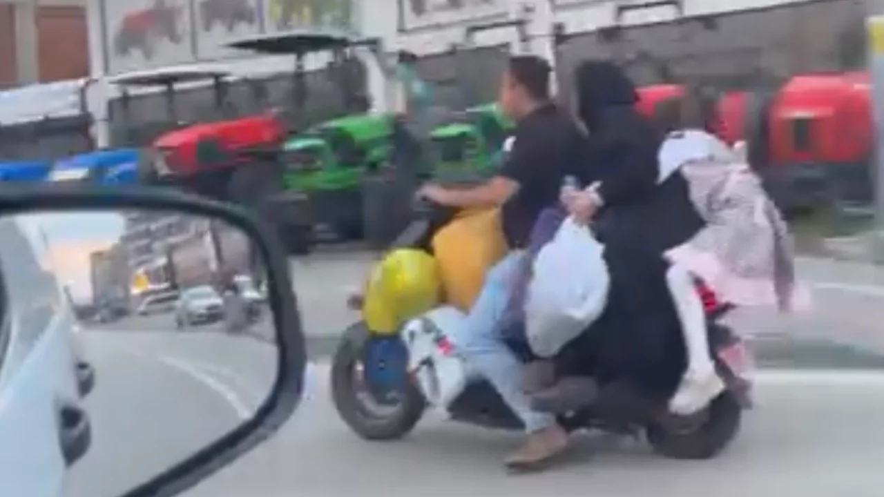 Bursa'da elektrikli scooter üzerinde korkutan yolculuk