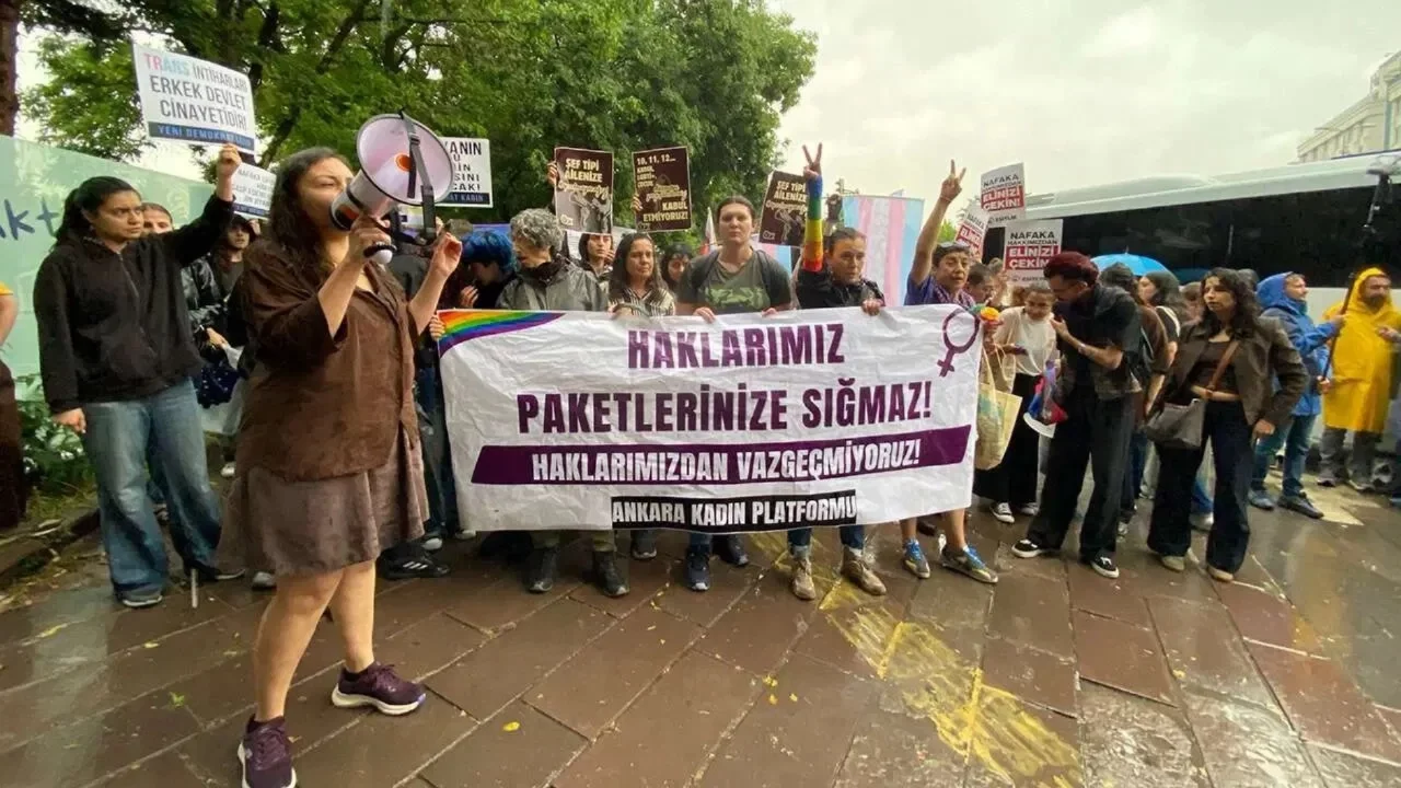 12. Yargı Paketi protestosuna polis müdahalesi: Halkevleri Genel Başkanı Sevinç Hocaoğulları gözaltına alındı