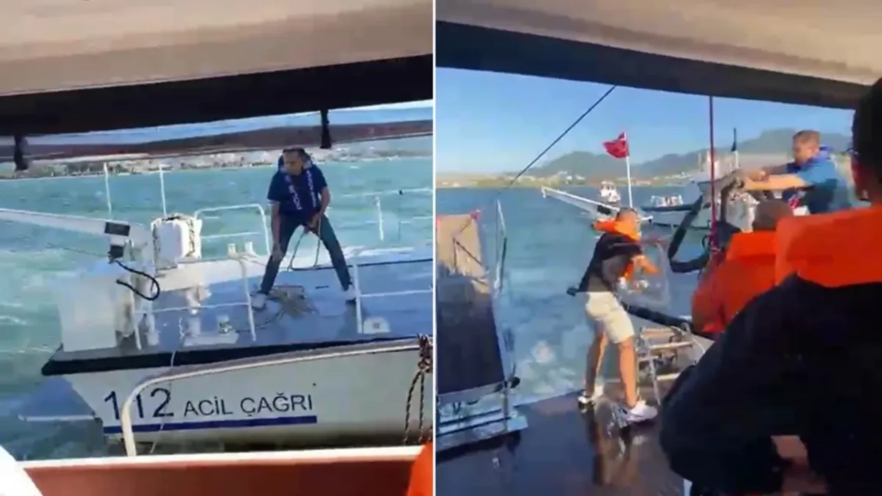 İzmir'de dümen kolu kopan tekne birden su almaya başladı