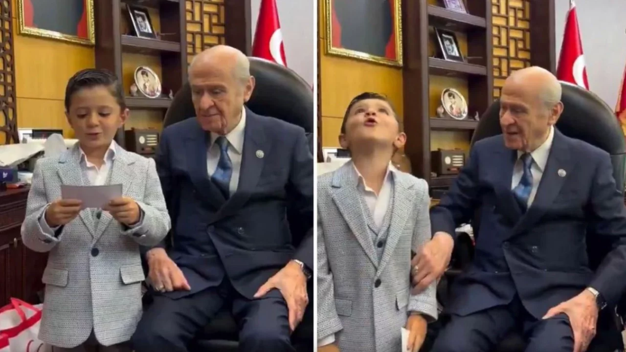 İlkokul öğrencisi, Devlet Bahçeli'ye şiir okuyup uludu