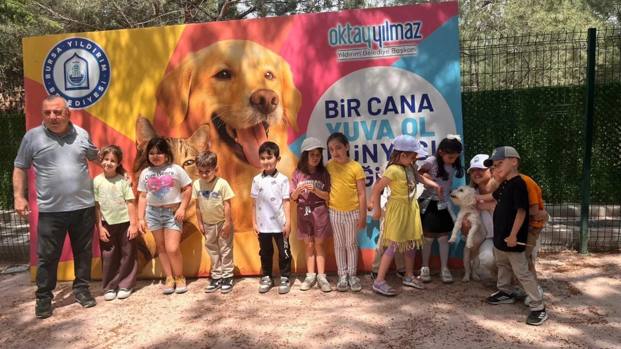 Yıldırım'da öğrenciler sahipsiz sokak hayvanlarını ziyaret etti