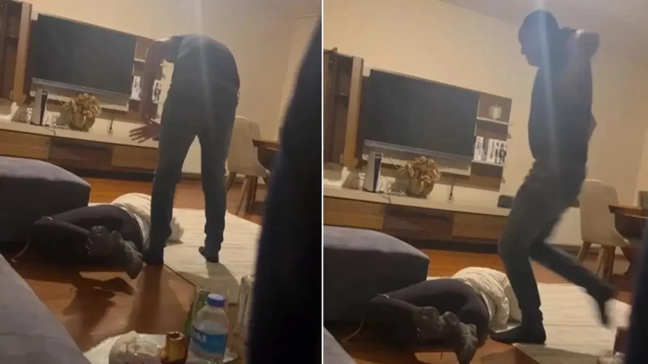 Ayşe Tokyaz'ı öldüren eski polis Cemil Koç'un, başka bir kadına şiddet uyguladığı görüntüler orta...