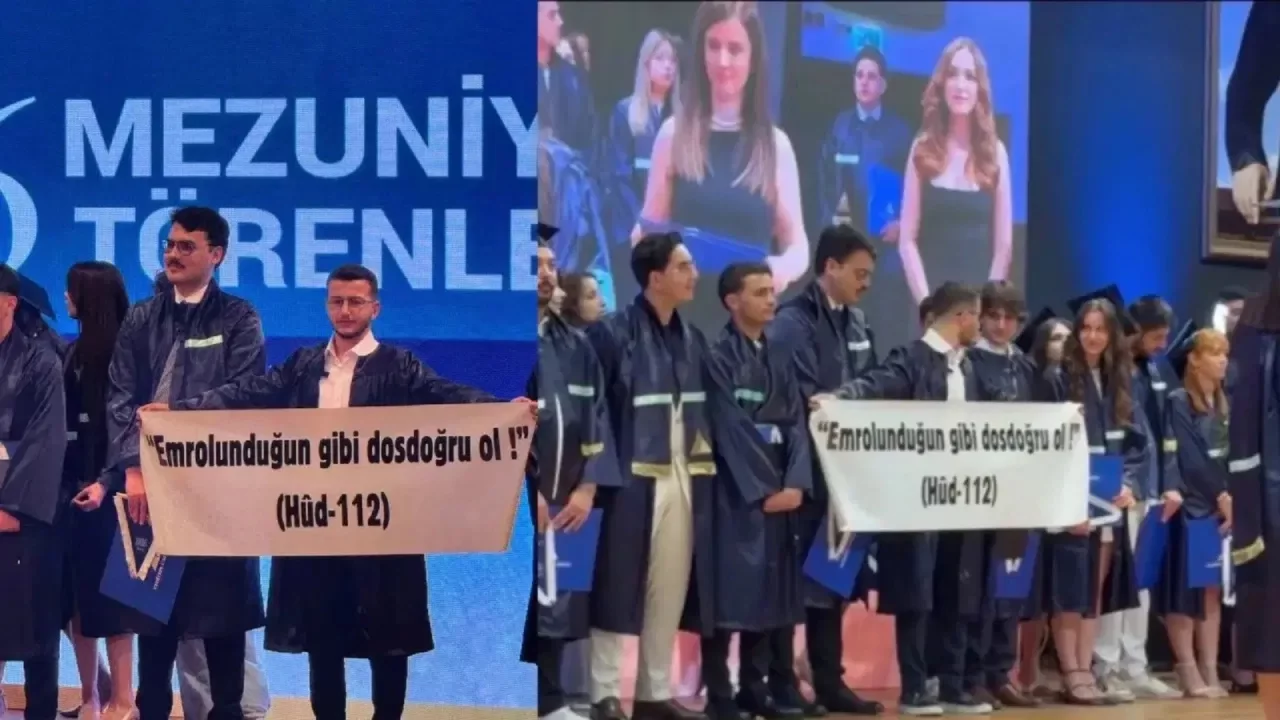 Yeditepe Üniversitesi'nden ayet pankartına ilişkin açıklama: 'İnceleme başlatıldı'