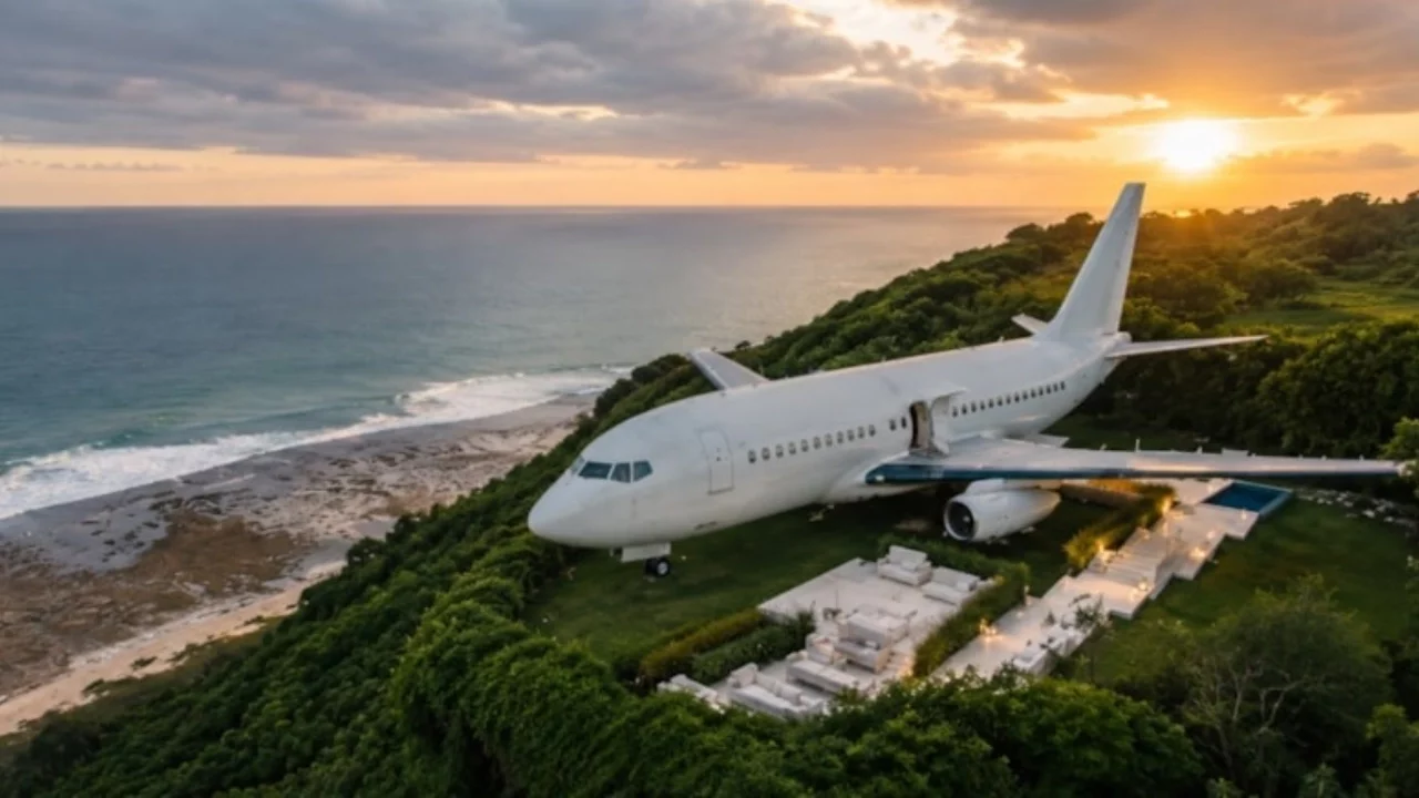 Yolcu uçağını uçurumun kenarına taşıyıp villaya dönüştürdüler