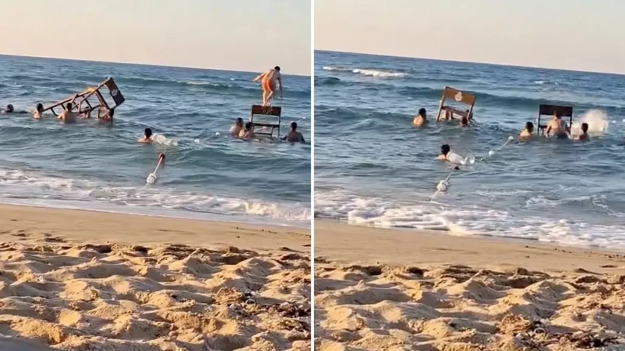 Cankurtaran kulesini söküp atlama kulesi yaptılar!