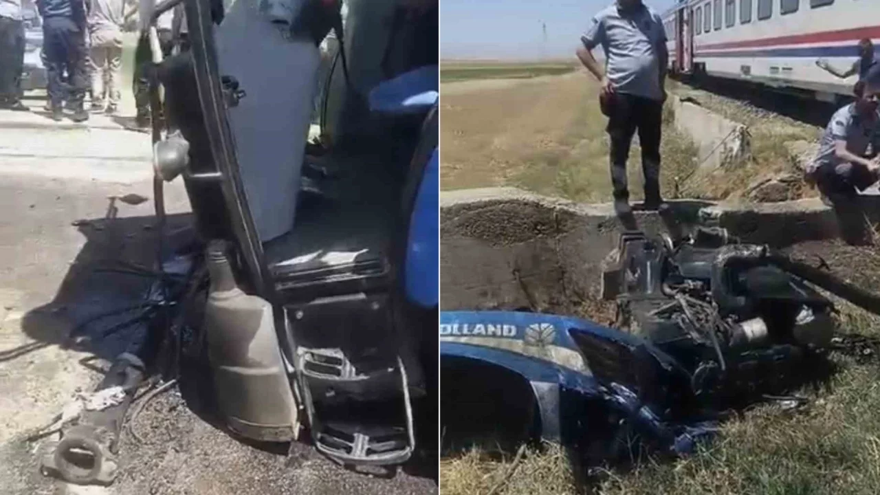 Yolcu treninin çarptığı traktör ikiye ayrıldı