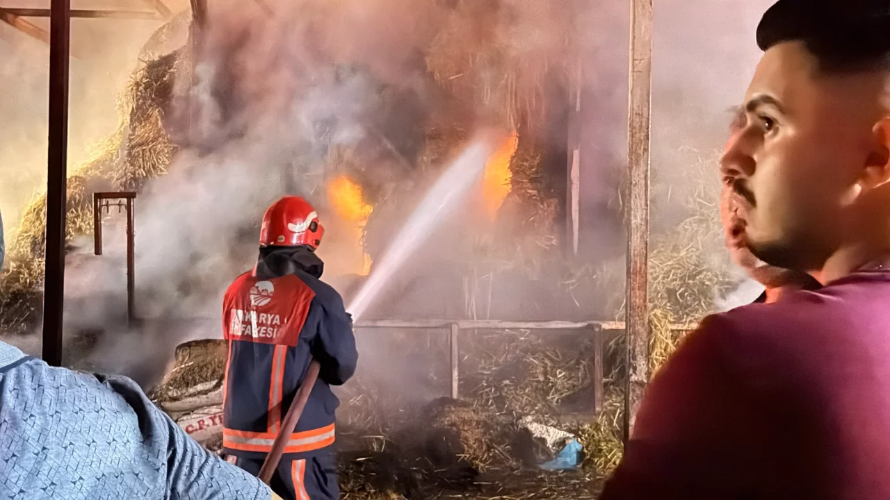 Sakarya'da samanlık alev alev yandı, 4 kişi dumandan etkilendi