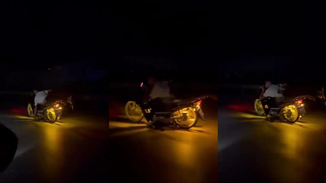 Bursa'da motosiklet üzerinde tehlikeli yolculuk kamerada