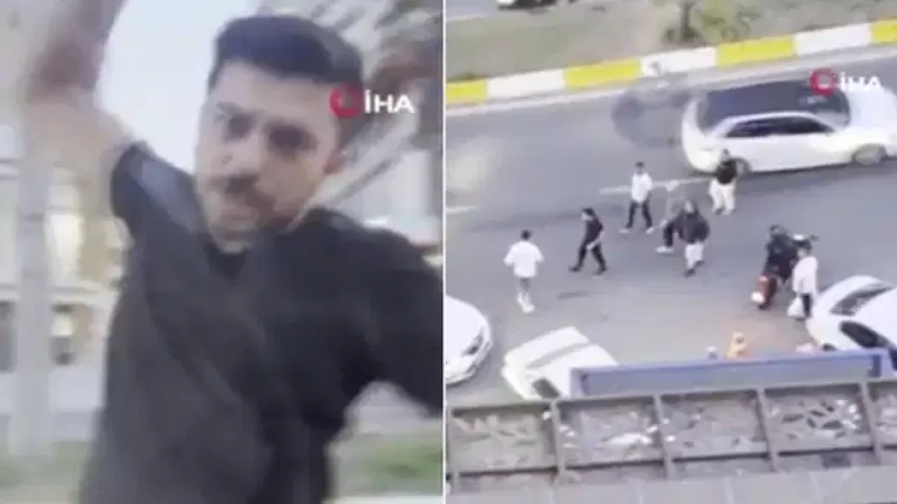 Trafikte kavga: Taksinin camını ve sürücüyü yumrukladı