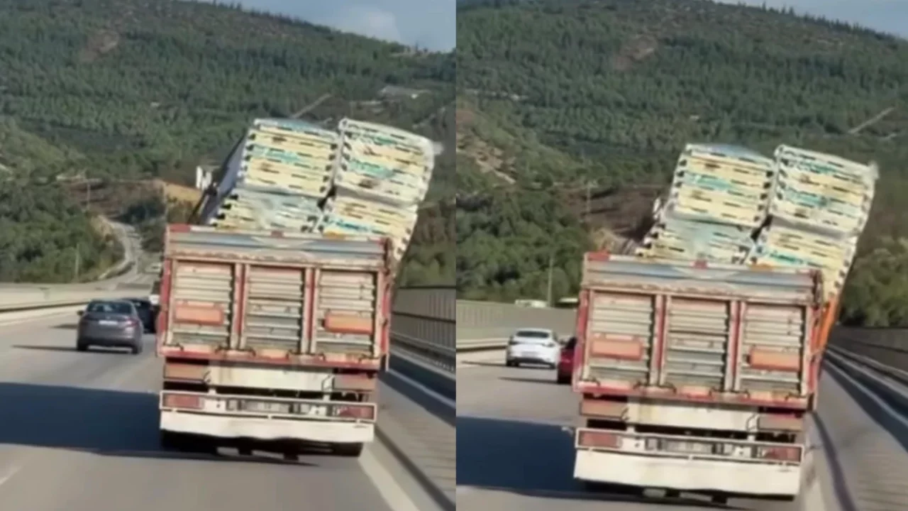 Bursa'da faciaya davetiye! Tırın dorsesindeki yük görenleri şaşkına çevirdi