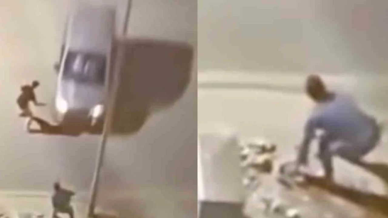 Kavga ettiği şahsa araçla çarpıp çukura uçtu