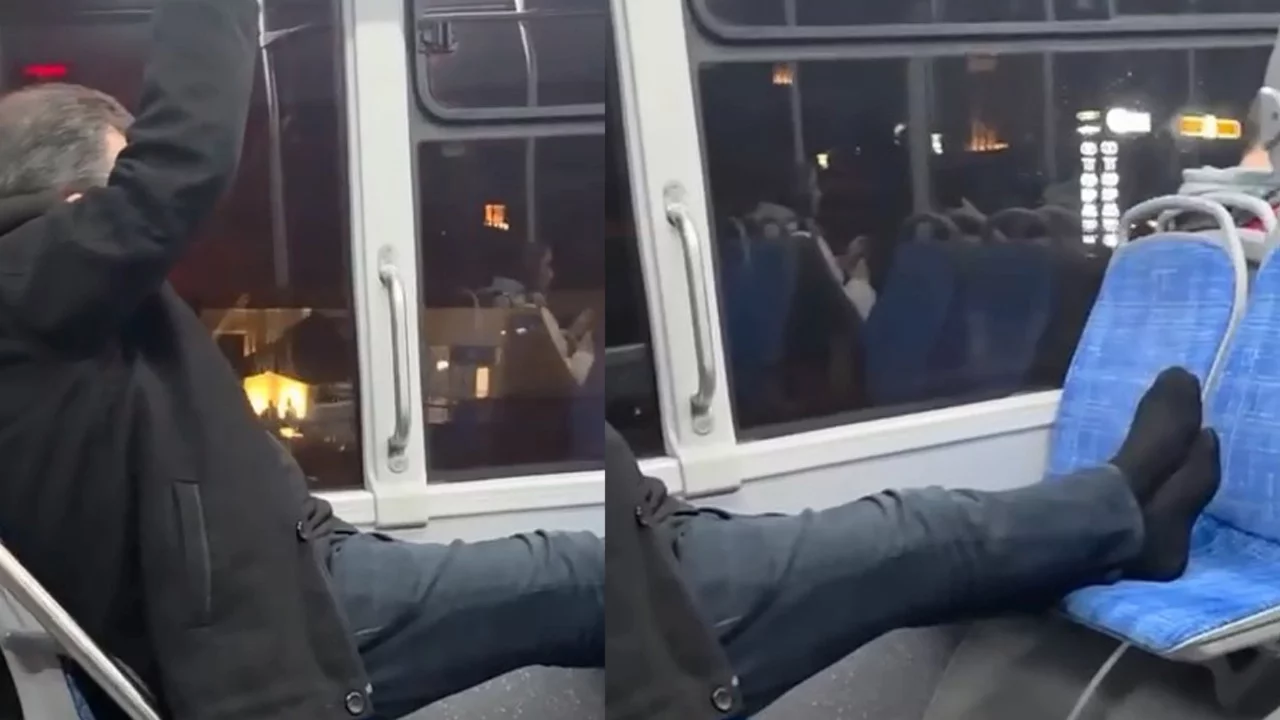 Bursa'da otobüste ayakkabılarını çıkarıp seyahat etti, rahatlığı 'pes' dedirtti