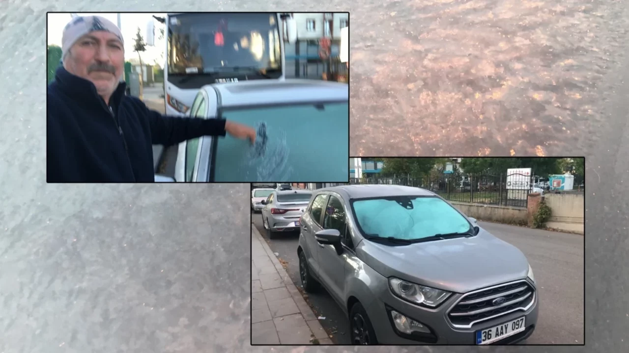 Kent sabaha buzla uyandı: Eksi 7 derecede araçların camları dondu